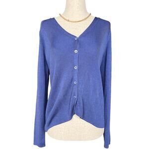 RARE Henri Bendel Lilac Silk Cardigan Small V-Neck Button Up Designer Sweater